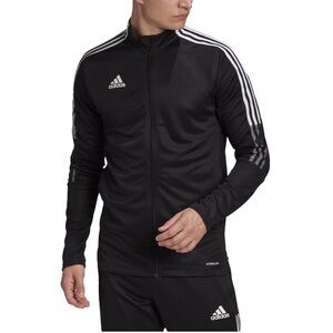 Adidas Men's Tiro 21 Full Zip Track Jacket Black White Stripes